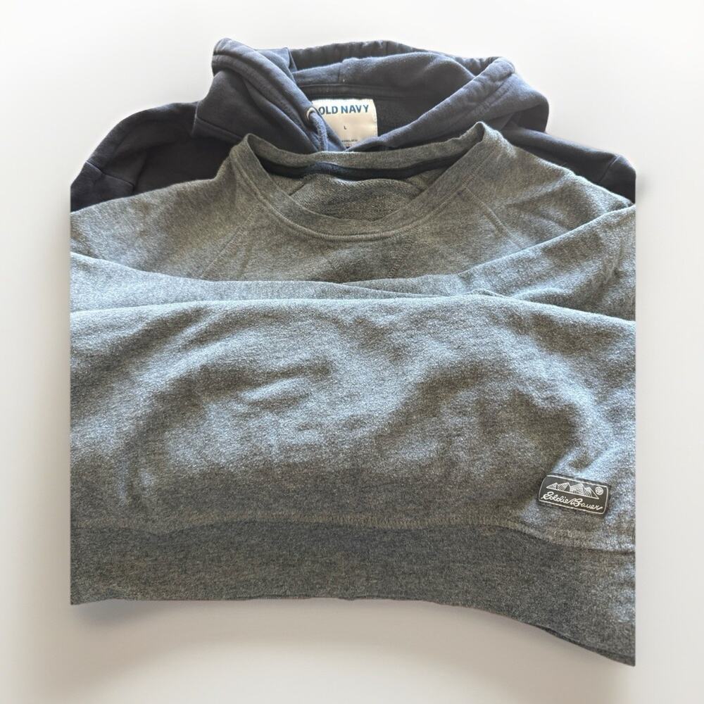 LOT OF 2: Men’s Hoodie & Sweatshirt Bundle – Size Large (Old Navy + Eddie Bauer)